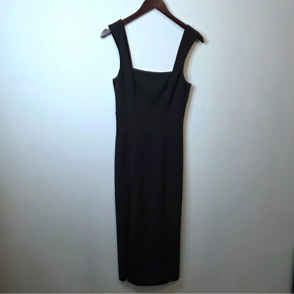 Show Me Your Mumu Black Bodycon Midi Dress Cocktail Sexy Side Slit Size Medium - Picture 2 of 10